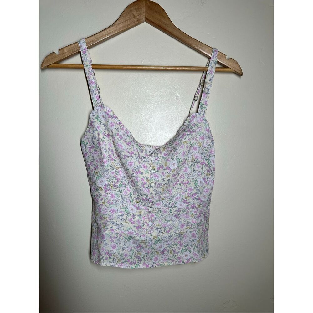 🌸 Revolve Elodie Pink and White Floral Smocked Top Size Small New
